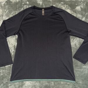 Outdoor Voices Thermal Shirt Mens Large Black Nylon Stretch Performance Pullover